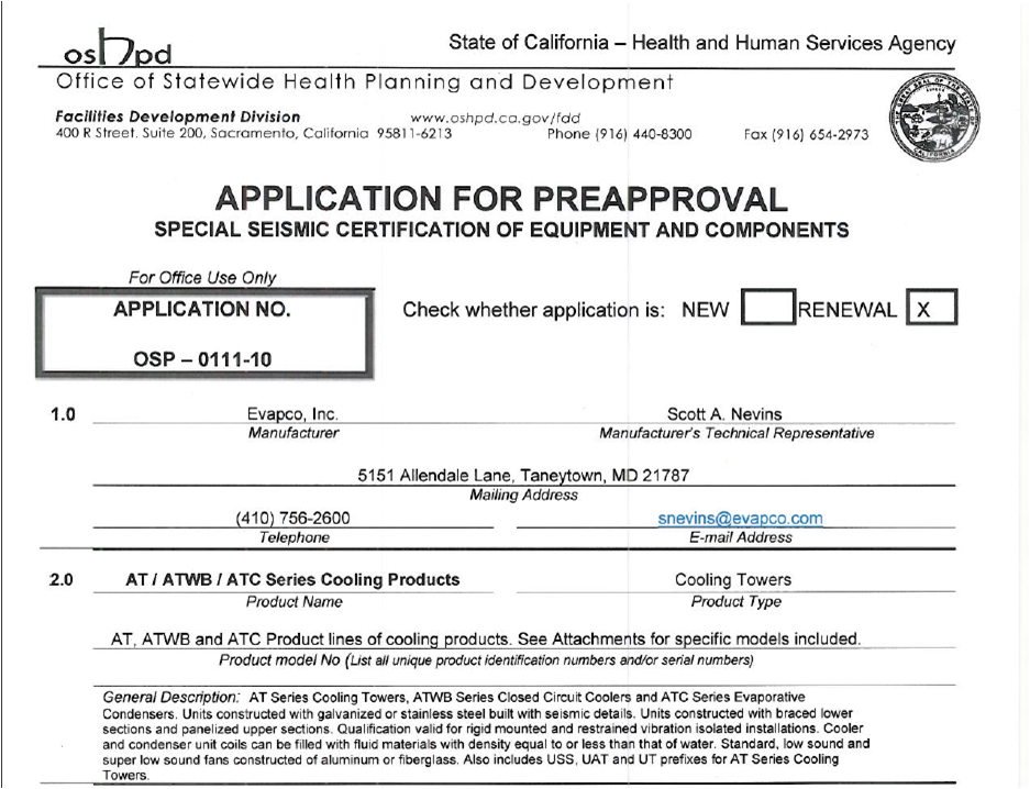 OSHPD Pre-Approval