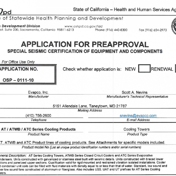 OSHPD Pre-Approval